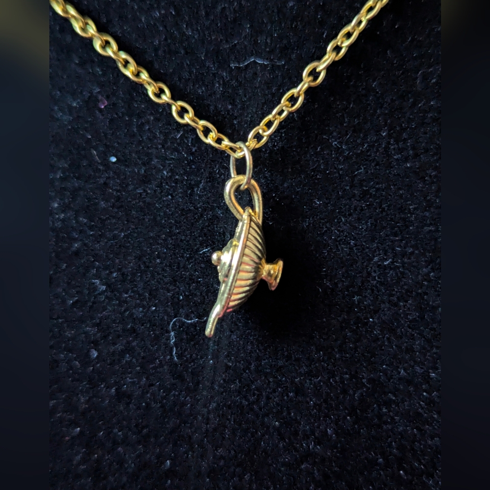 Gold Necklace Aladdin Wish Lamp Genie Pendant Charm Plated 20" Chain Jewelry